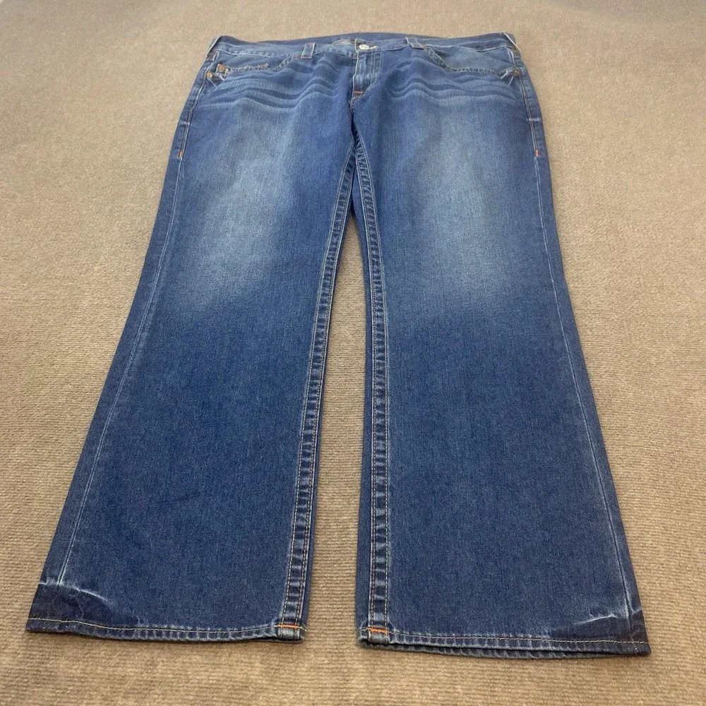 True Religion Straight Jeans Mens Size 44x34 Baggy Wide Leg Y2K‎ Blue Denim